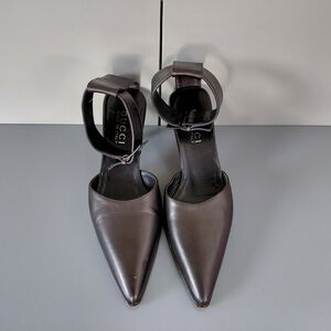 Gucci Women's Brown Leather Metalic Heels